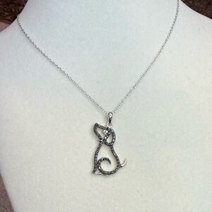 Freida Rothman Black Silver Rhinestone Dog Pendant Necklace